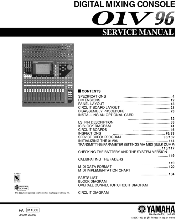 Product picture Yamaha 01V96 01-V96 01V-96 complete service manual