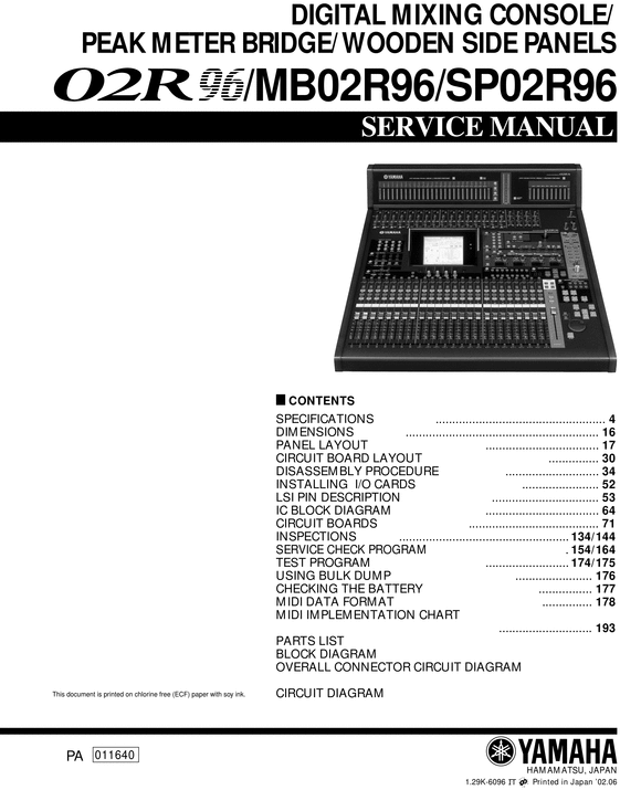 Product picture Yamaha 02r96 mb02r96 sp02r96 complete service manual