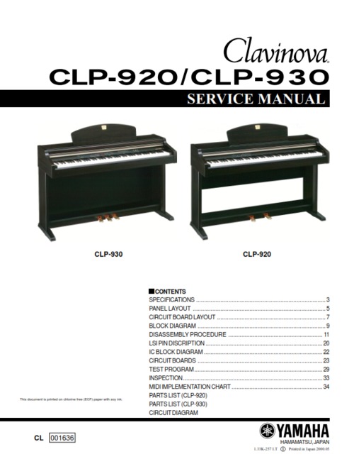 Product picture Yamaha Clp-920 Clp-930 clp920 clp930 Complete Service Manual