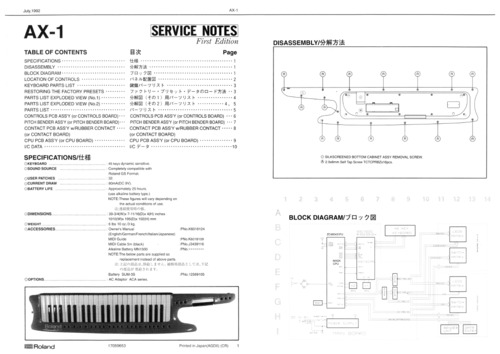 Product picture Roland ax1 ax-1 ax complete service manual