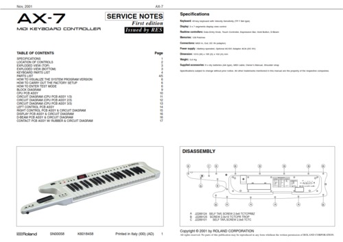 Product picture Roland ax7 ax-7 ax 7 complete service manual