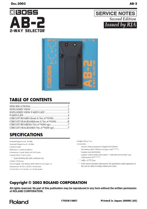 Product picture Roland boss ab2 ab-2 ab complete service manual