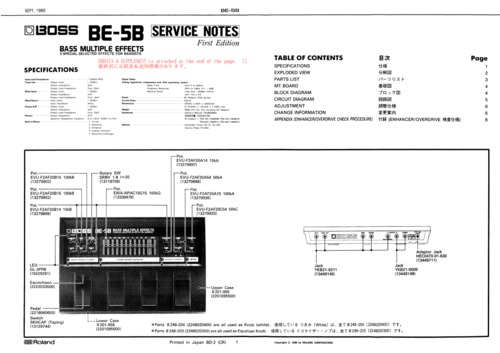 Product picture Roland be5b be-5b be 5b boss guitar complete service manual
