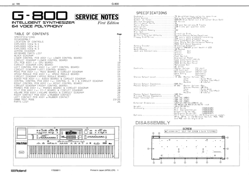 Product picture Roland g800 g-800 g 800 synthesizer complete service manual