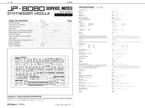 Product picture Roland jp8080 jp-8080 jp 8080 complete service manual