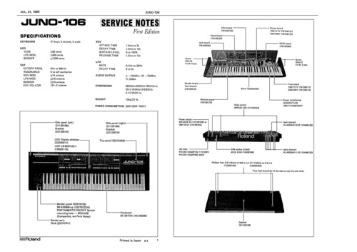 Product picture Roland juno106 juno-106 juno 106 complete service manual