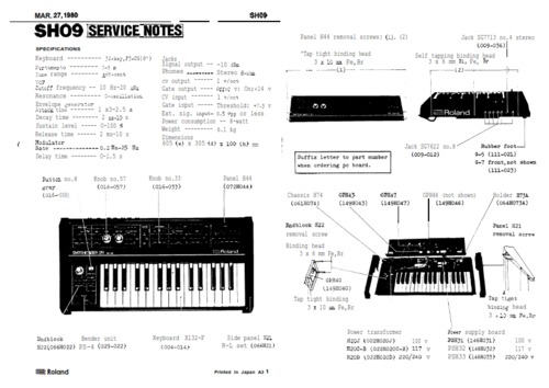Product picture Roland sh09 sh-09 sh 09 complete service manual