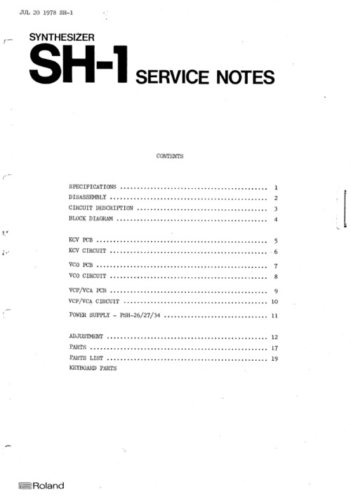 Product picture Roland sh1 sh-1 sh-01 sh 1 complete service manual
