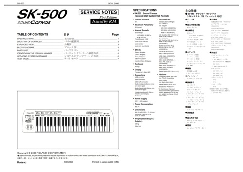 Product picture Roland sk500 sk-500 sk 500 complete service manual