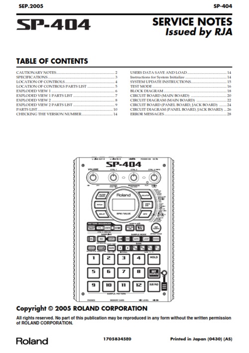Product picture Roland sp404 sp-404 sp 404 complete service manual