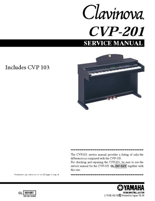 Product picture Yamaha cvp201 cvp-201 cvp complete service manual