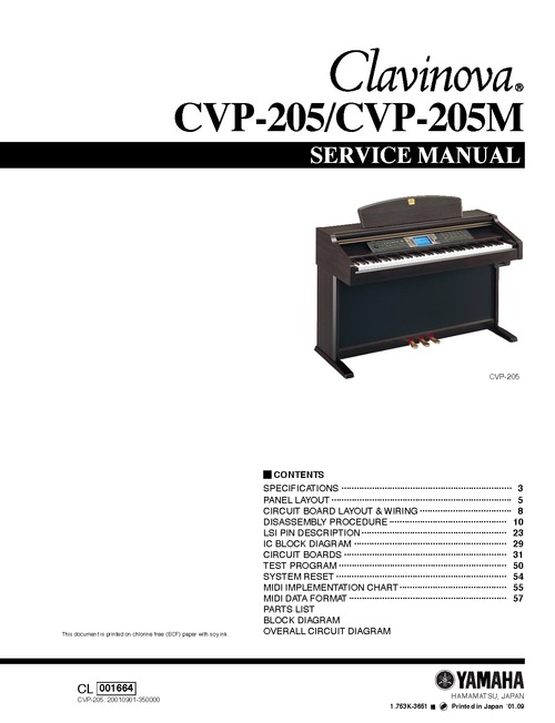 Product picture Yamaha cvp205 cvp-205 cvp complete service manual