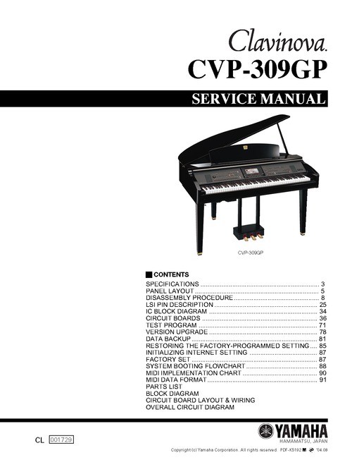 Product picture Yamaha cvp309gp cvp-309gp cvp complete service manual