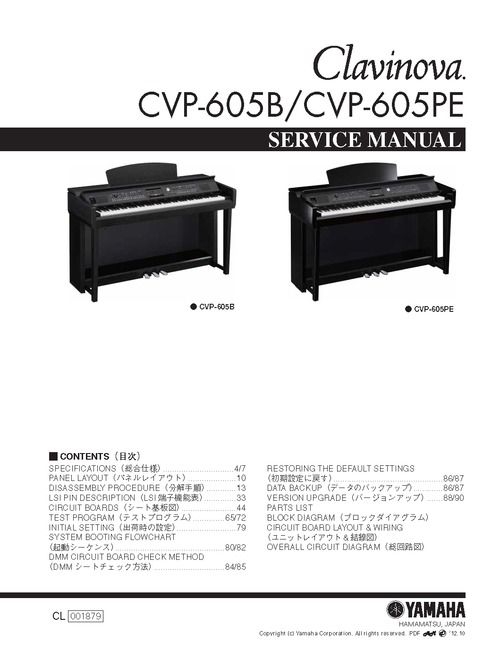 Product picture Yamaha cvp605b cvp605 cvp-605 cvp-605pe service manual