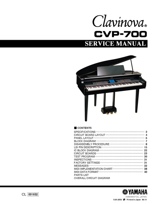 Product picture Yamaha cvp-700 cvp700 complete service manual
