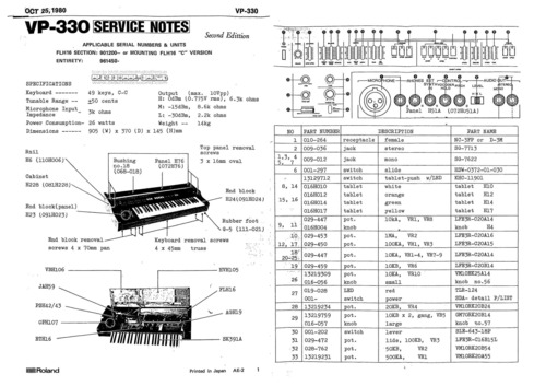 Product picture Roland vp330 vp-330 complete service manual