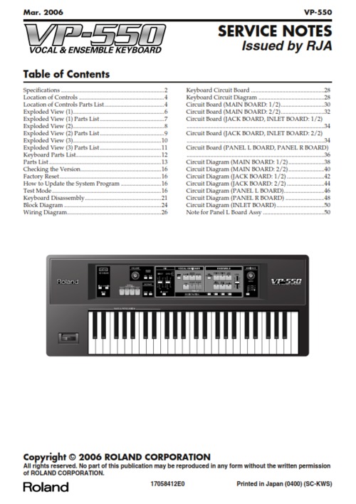 Product picture Roland vp-550 vp550 complete service manual