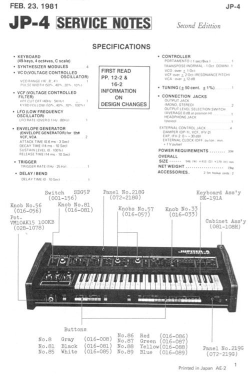 Product picture Roland jp4 jp-4 complete service manual