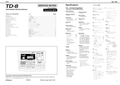 Product picture Roland td8 td-8 td percussion complete service manual