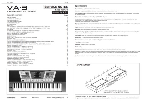 Product picture Roland va3 va-3 v-a3 complete service manual keyboard