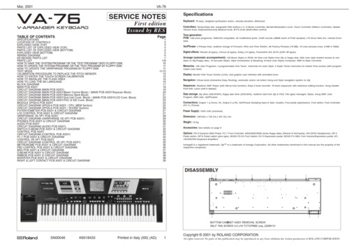Product picture Roland va76 va-76 complete service manual keyboard
