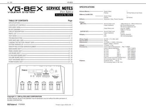 Product picture Roland vg8ex vg-8ex v-guitar system complete service manual