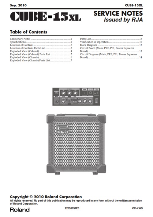Product picture Roland cube-15xl cube15xl cube complete service manual