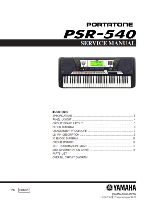 Product picture Yamaha psr540 psr-540 complete service manual repair