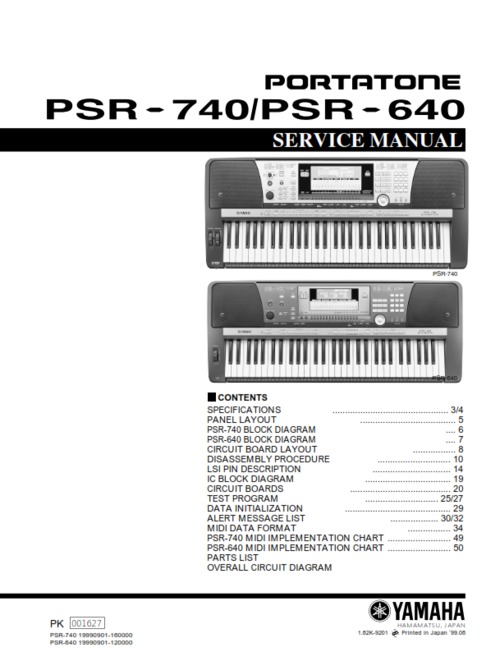 Product picture Yamaha psr740 psr640 psr-740 psr-640 service manual full