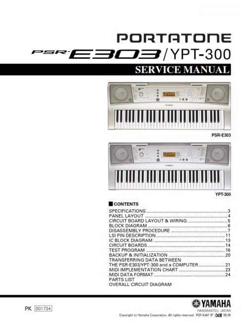 Product picture Yamaha psr-e303 psre303 ypt-300 ypt300 service manual full