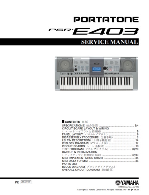 Product picture Yamaha psr-e403 psre403 psr 403 service manual complete