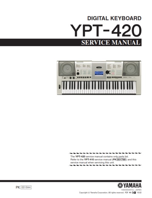 Product picture Yamaha ypt-420 ypt420 ypt 420 complete service manual