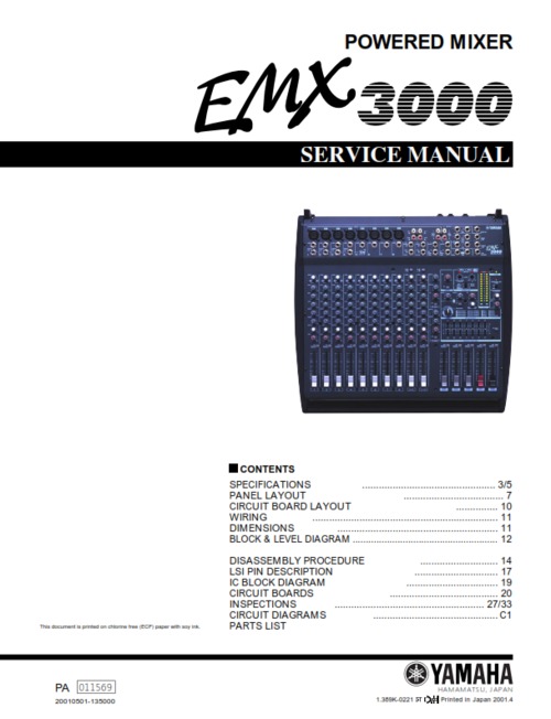 Product picture Yamaha emx3000 emx-3000 emx complete service manual