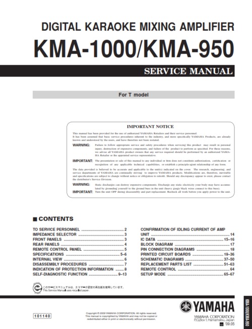 Product picture Yamaha kma-1000 kma1000 kma-950 kma950 kma service manual