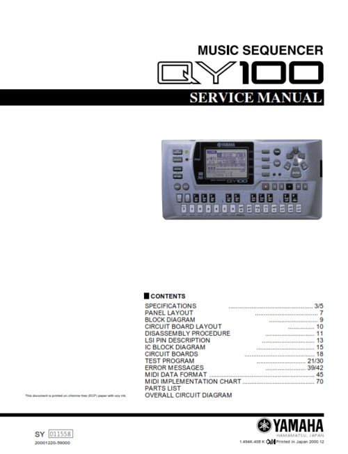 Product picture Yamaha qy100 qy-100 music sequencer complete service manual