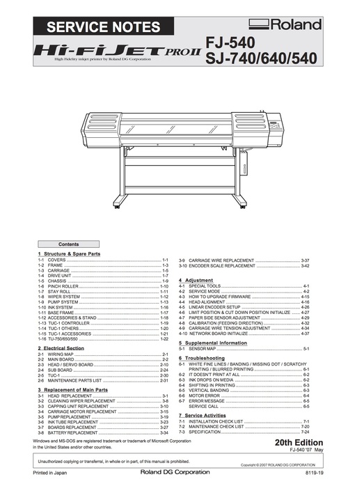 Product picture Roland fj540 sj740 sj640 sj540 hifijet fj-540 service manual