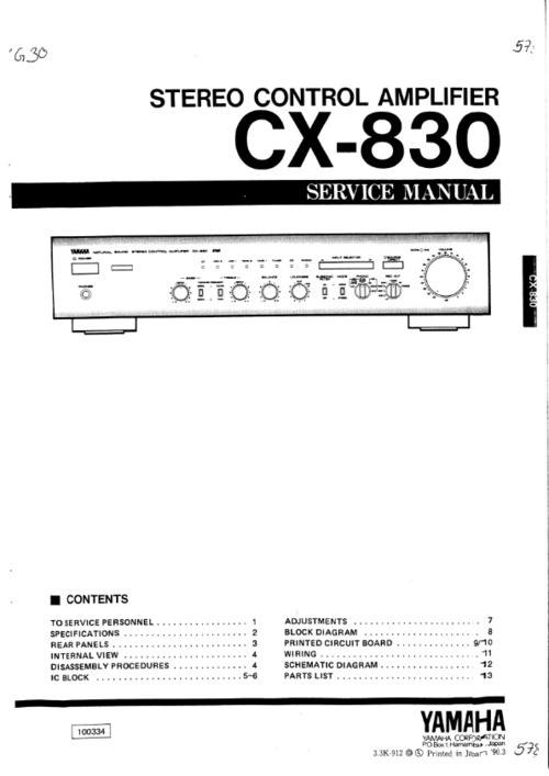Product picture Yamaha cx830 cx-830 music amplifier service manual complete