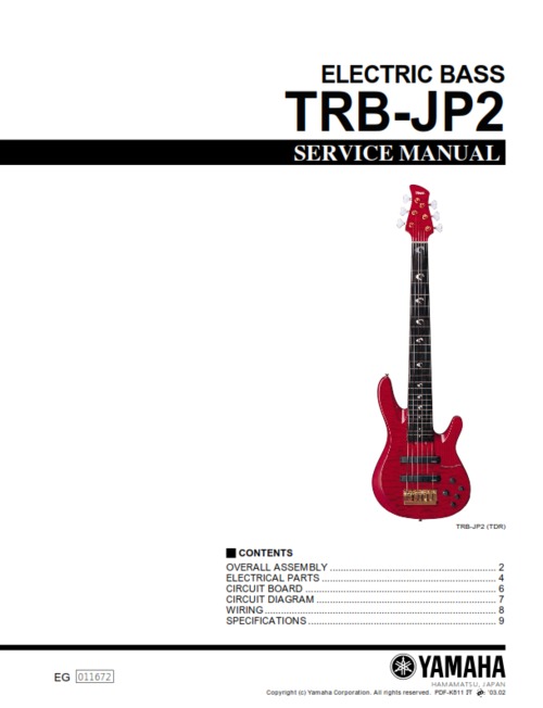 Product picture Yamaha trbjp2 trb-jp2 electric bass full service manual trb