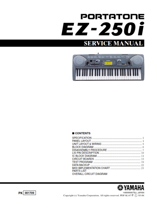 Product picture Yamaha ez250i ez-250i portatone complete service manual