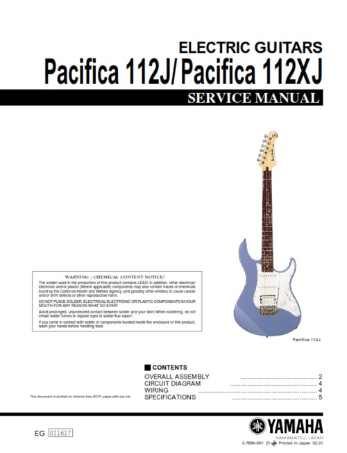 Product picture Yamaha pacifica 112J 112XJ 112-j 112-xj full service manual