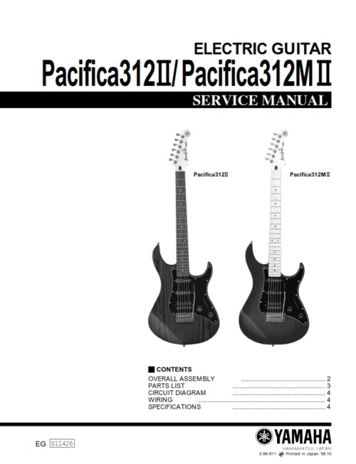 Product picture Yamaha pacifica 312 312ii 312mii 312-mii service manual full