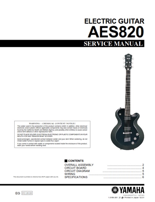 Product picture Yamaha aes820 aes-820 aes guitar Full Service Manual