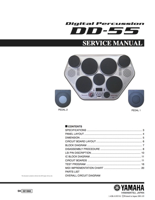Product picture Yamaha dd55 dd-55 percussion complete service manual