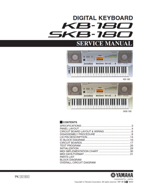 Product picture Yamaha kb180 kb-180 skb180 skb-180 complete service manual