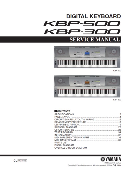 Product picture Yamaha kbp500 kbp-500 kbp300 kbp-300 complete service manual