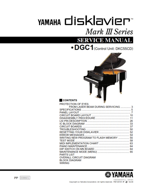 Product picture Yamaha disklavier dgc1 mark iii series service manual