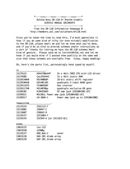 Product picture Roland Dr110 Dr-110 Dr Rhythm Boss Complete Service Manual