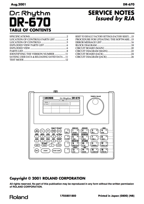 Product picture Roland dr670 dr-670 dr 670 rhythm service manual