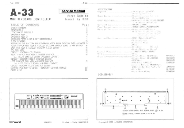 Product picture Roland A-33 a33 complete service manual