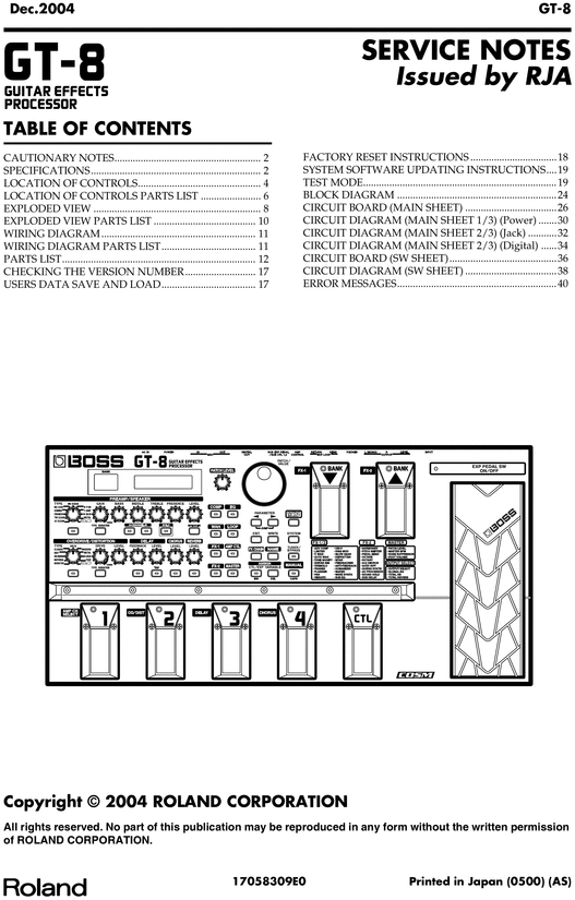 Product picture Roland gt8 gt-8 boss bossgt8 complete service repair manual